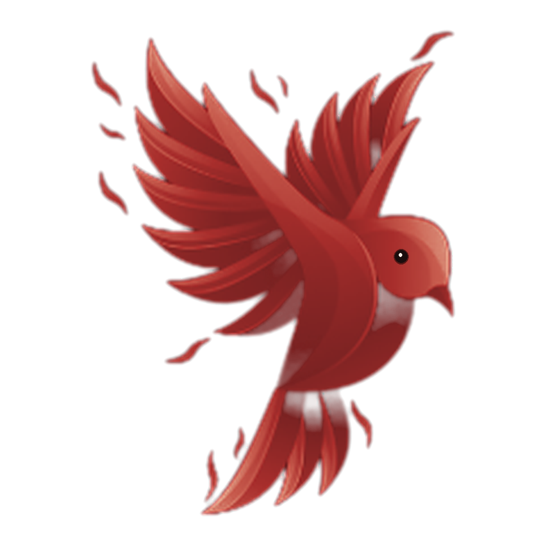 Wren, the Wren and Page mascot, flying with a page